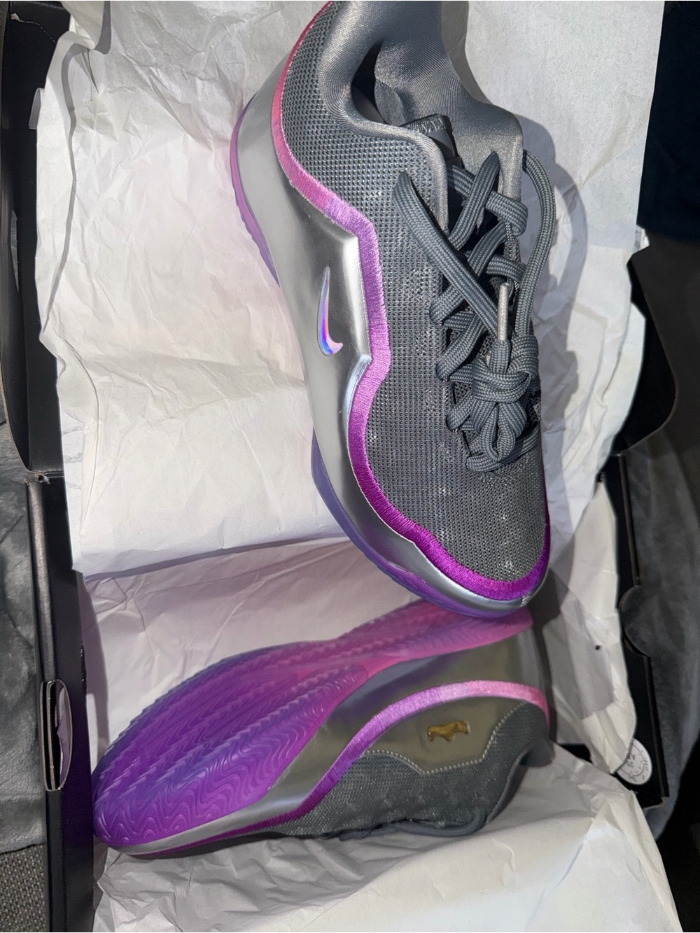 LeBron Nike Gray and Purple Men's/Boys Basketball Shoes - Picture 3 of 10